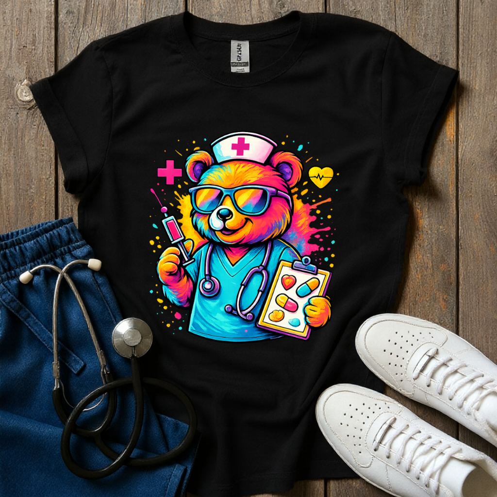 Colorful Nurse Bear T-Shirt