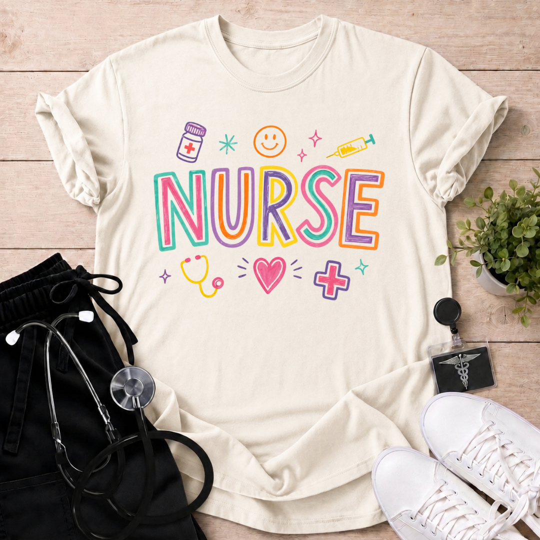 Happy Nurse Doodles T-Shirt