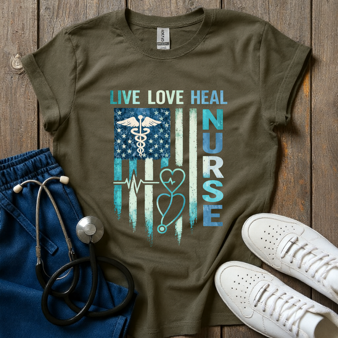 American Teal Nurse Graphic T-Shirt