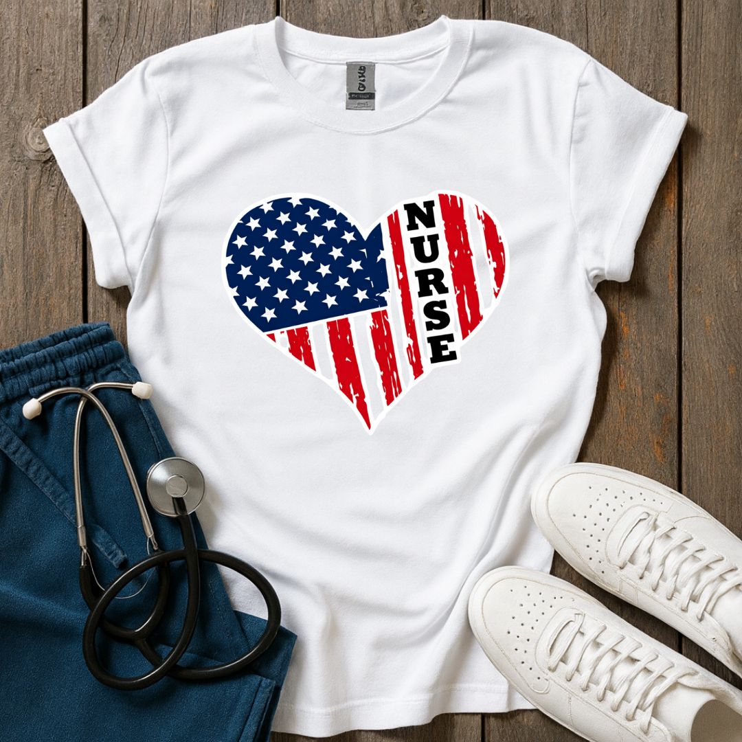 Heart Nurse Flag T-Shirt