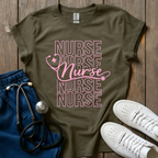 Pink Stacked Nurse T-Shirt