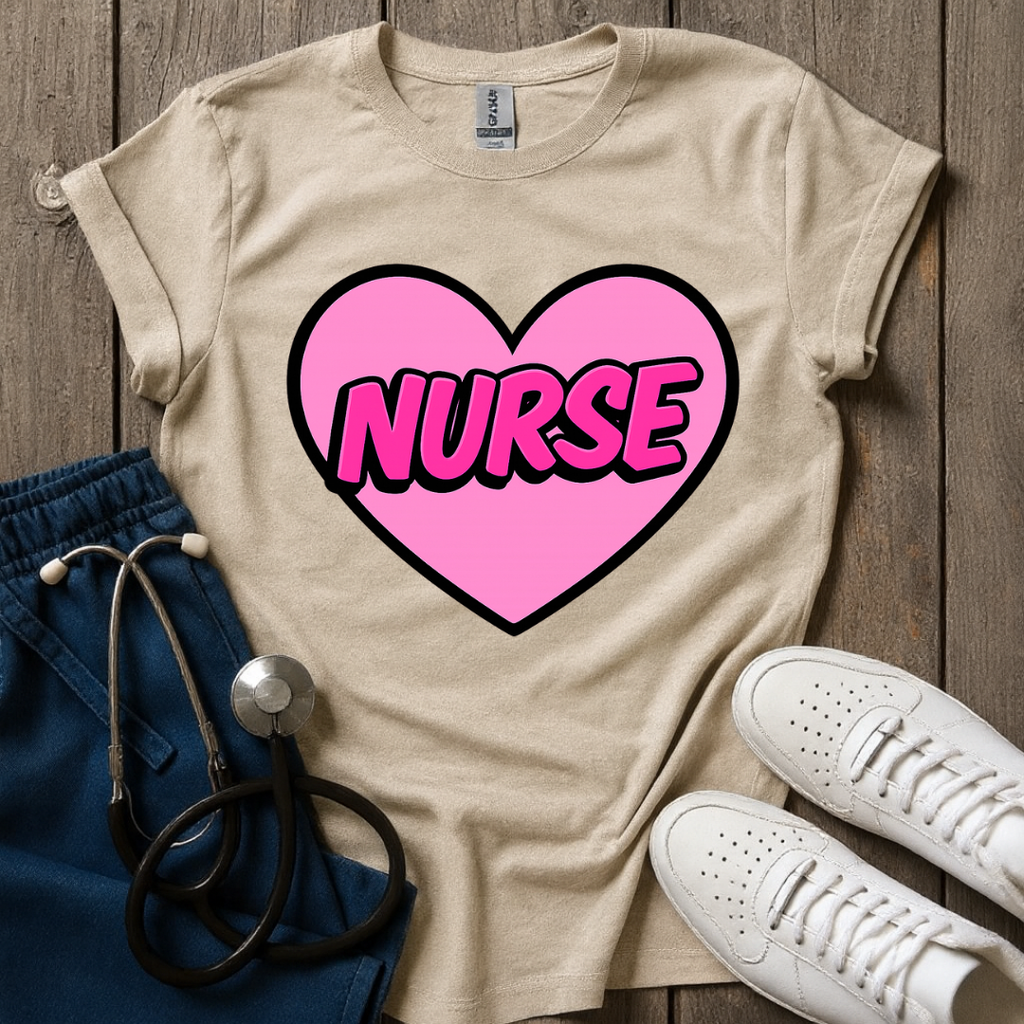 Pink Nurse Heart T-Shirt