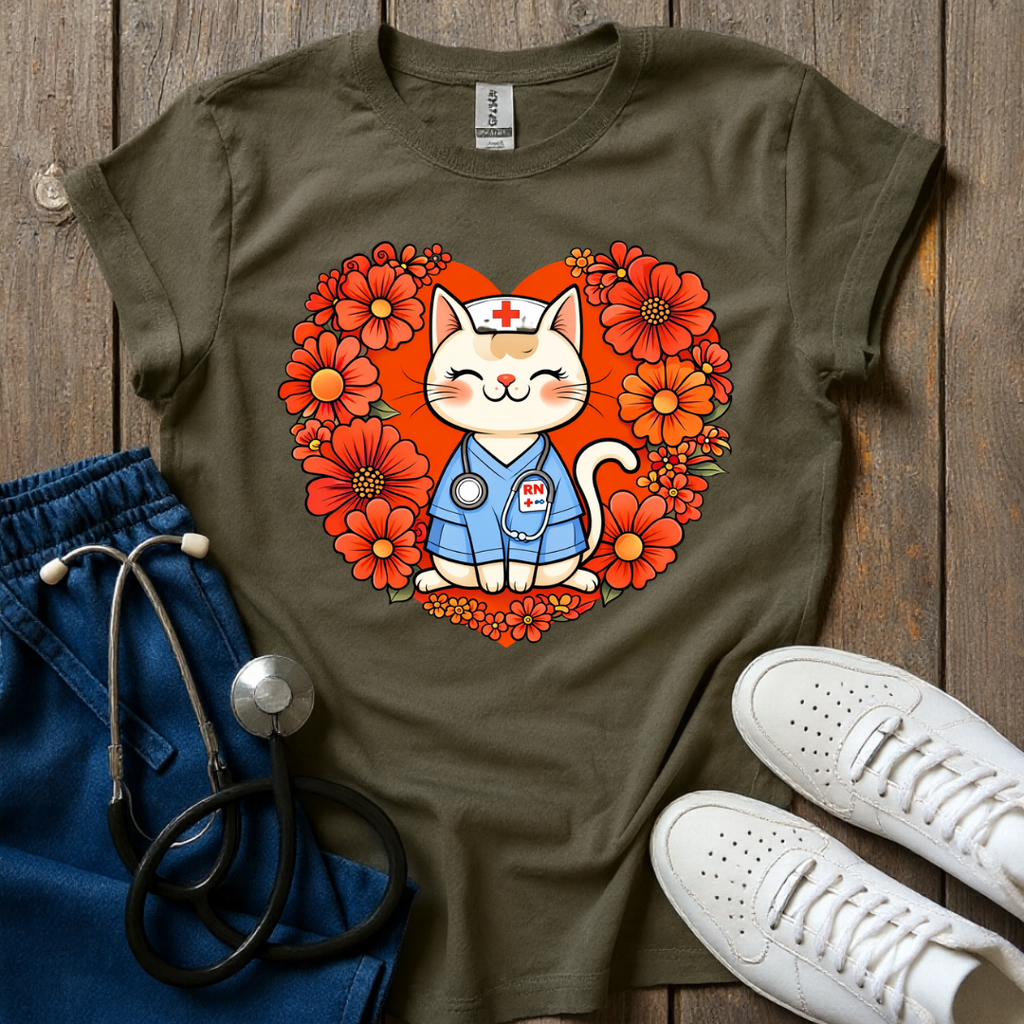 Caring Cat RN T-Shirt
