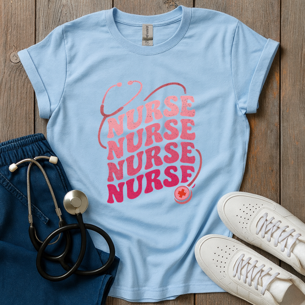 Pink Nurse Repeat T-Shirt