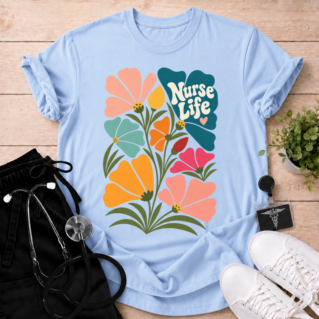 Nurse Life Floral T-Shirt