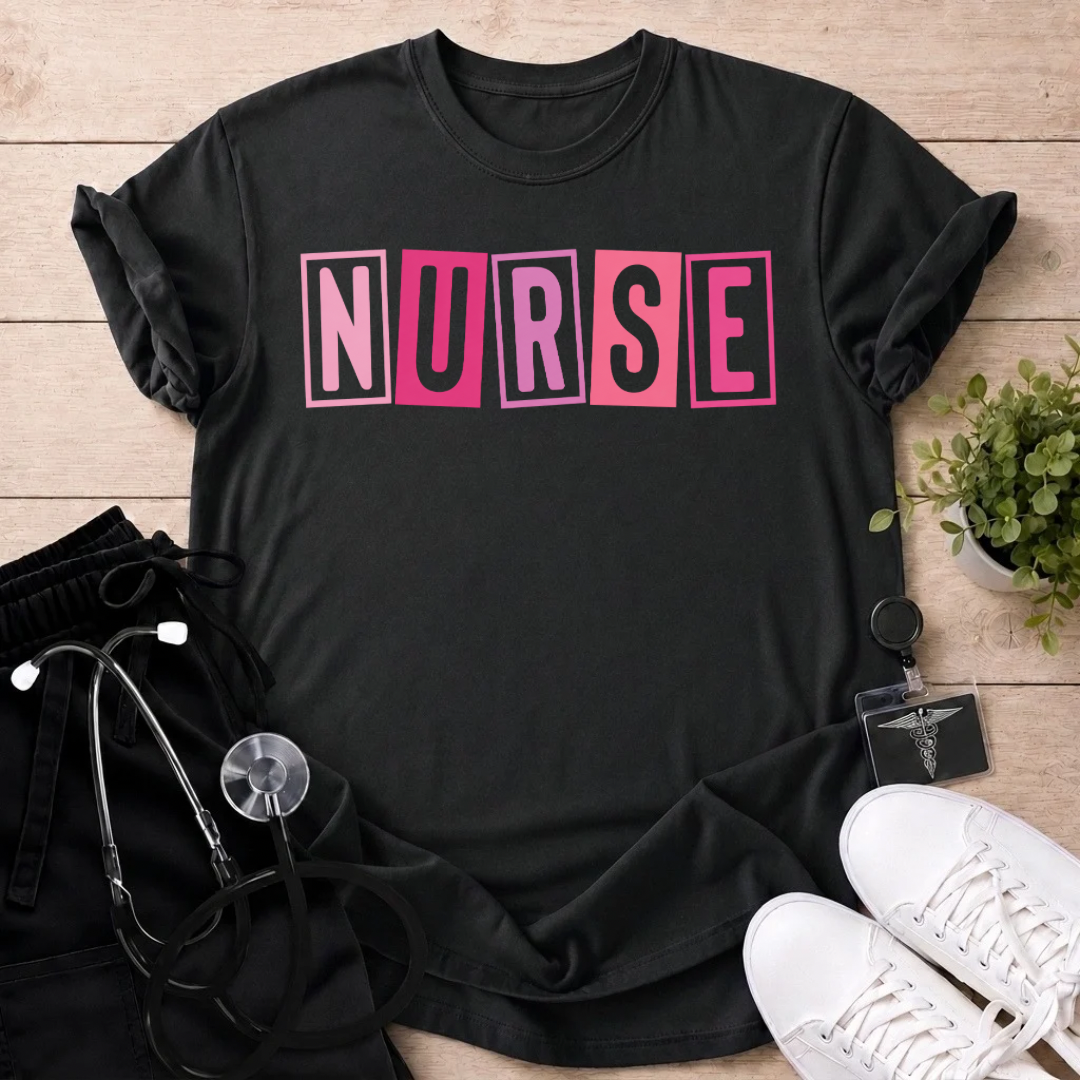 Pink Nurse Grid T-Shirt