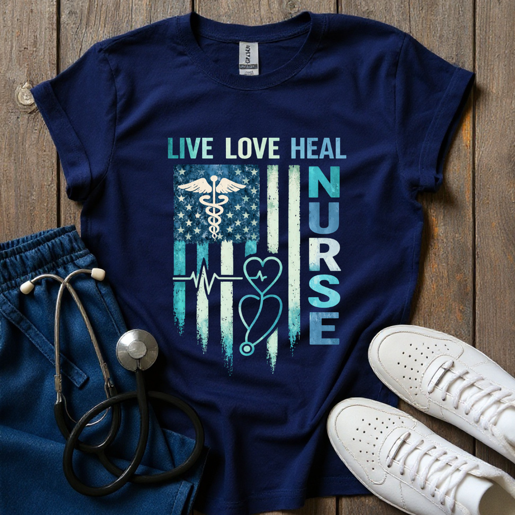 American Teal Nurse Graphic T-Shirt