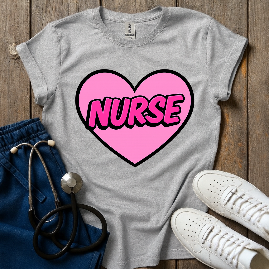Pink Nurse Heart T-Shirt