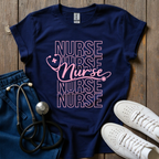 Pink Stacked Nurse T-Shirt