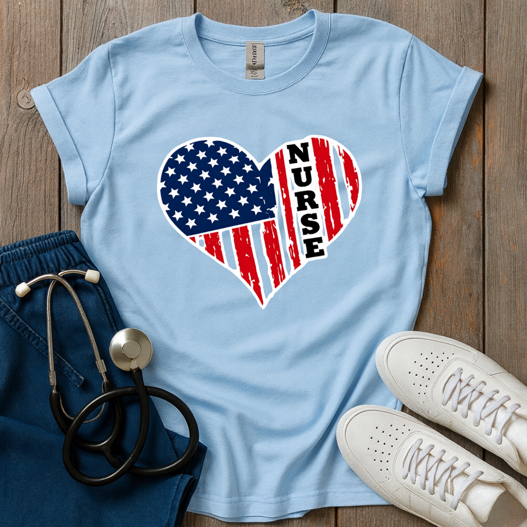 Heart Nurse Flag T-Shirt