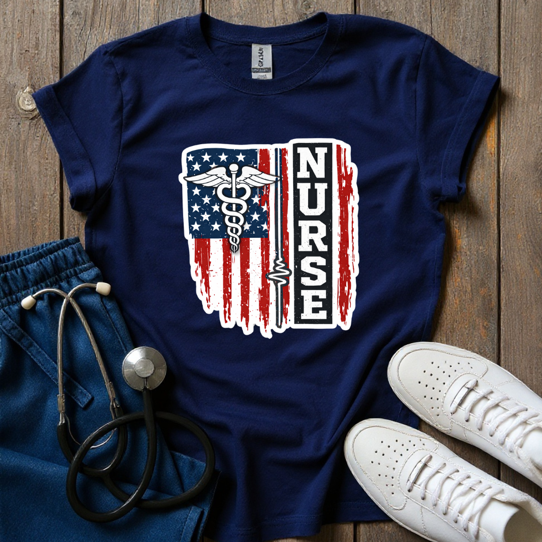 Nurse Freedom Flag T-Shirt