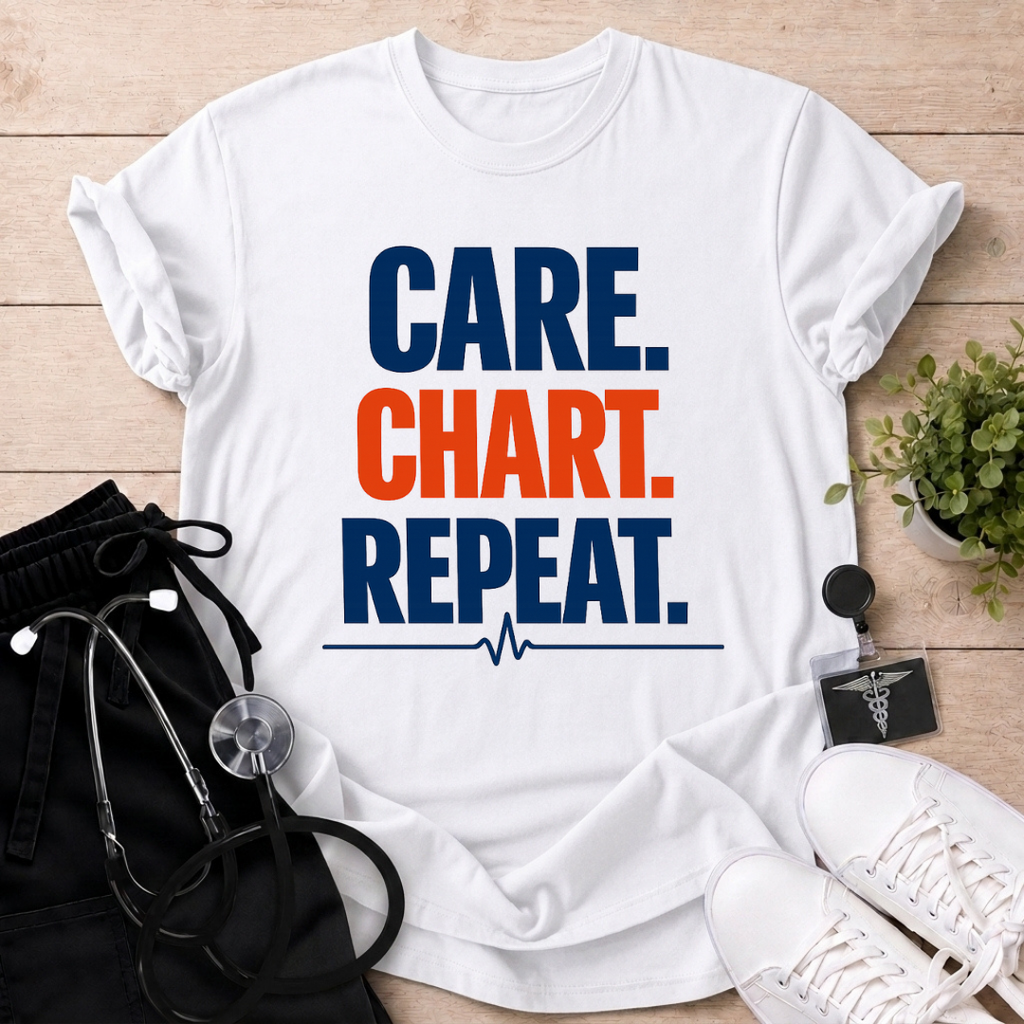 Care. Chart. Repeat. T-Shirt