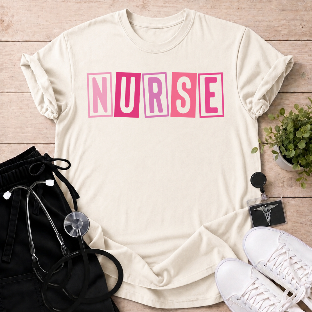 Pink Nurse Grid T-Shirt