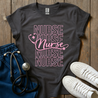 Pink Stacked Nurse T-Shirt