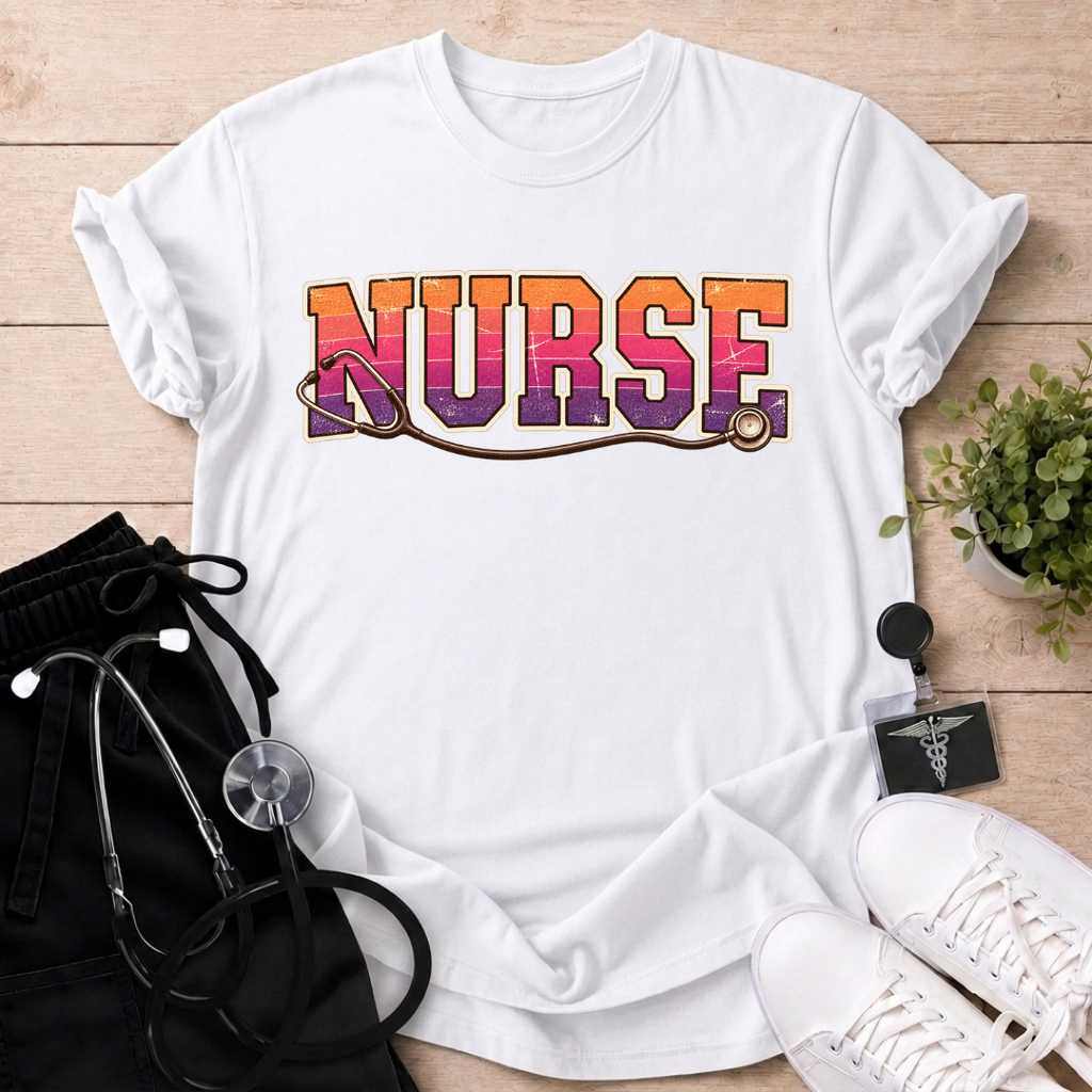 Retro Sunset Nurse T-Shirt