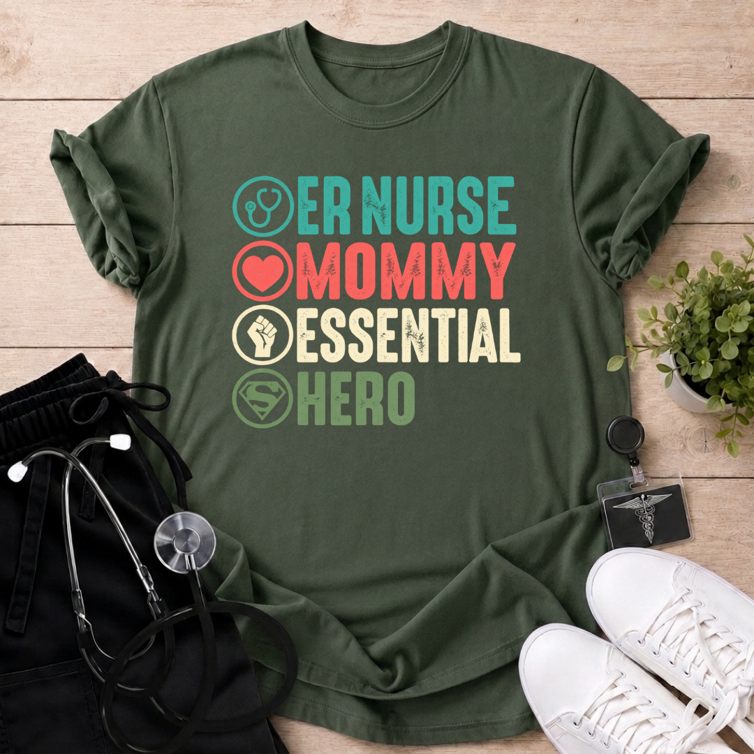 ER Nurse Mommy Essential Hero T-Shirt