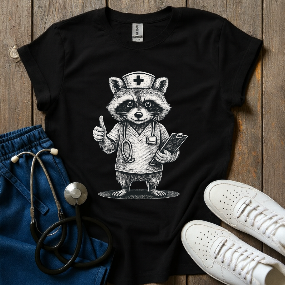 Vintage Nurse Raccoon T-Shirt