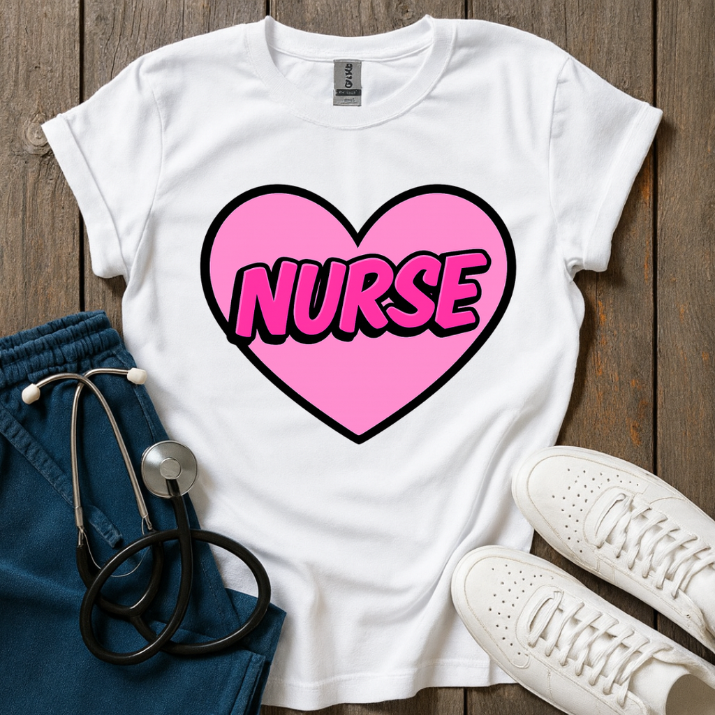 Pink Nurse Heart T-Shirt