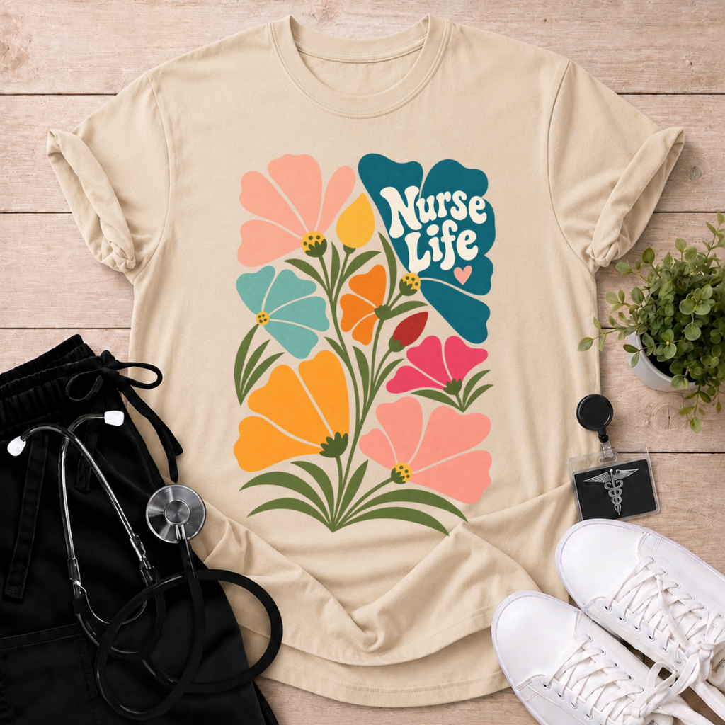 Nurse Life Floral T-Shirt