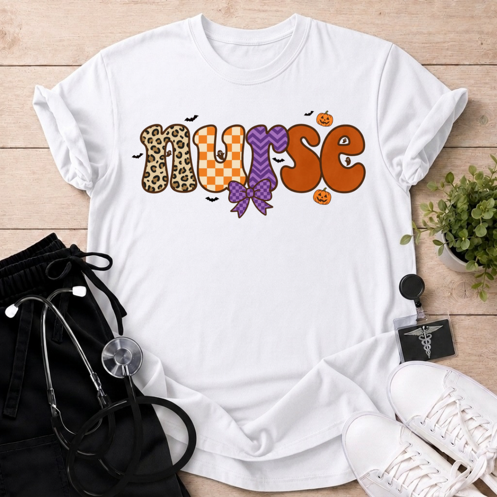 Cute Spooky Patterned Nurse T-Shirt