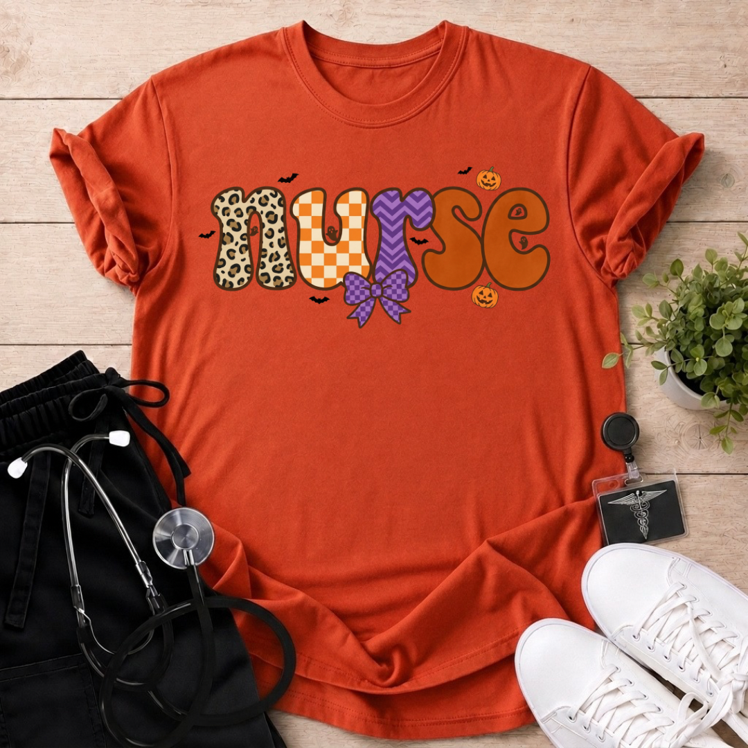 Cute Spooky Patterned Nurse T-Shirt