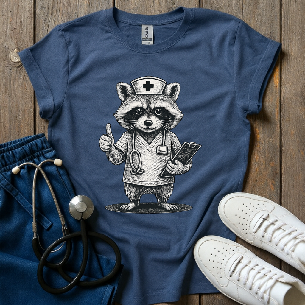 Vintage Nurse Raccoon T-Shirt