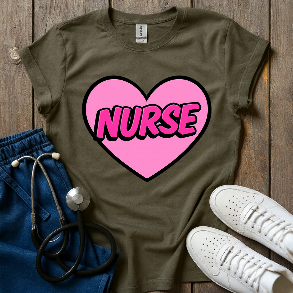 Pink Nurse Heart T-Shirt