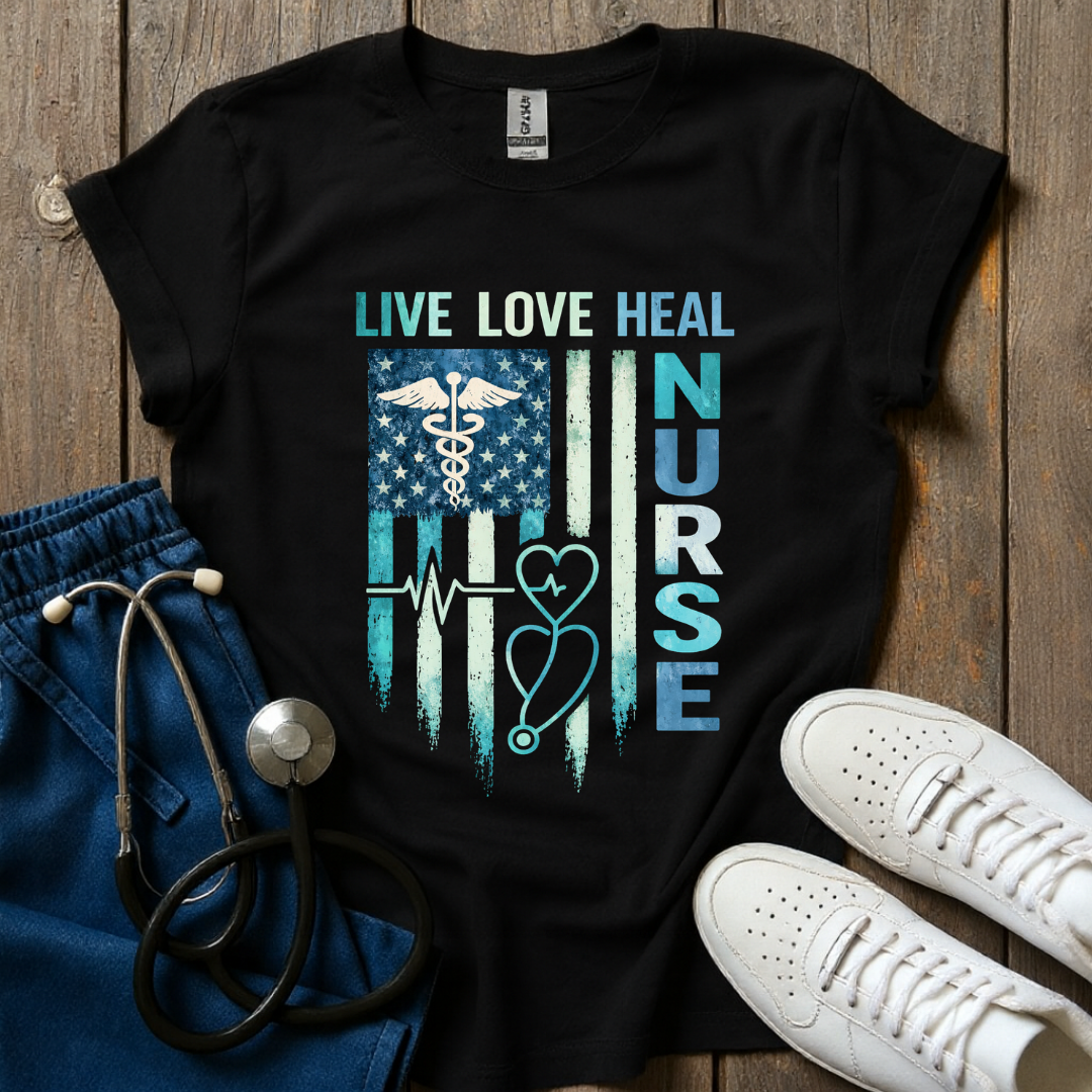 American Teal Nurse Graphic T-Shirt