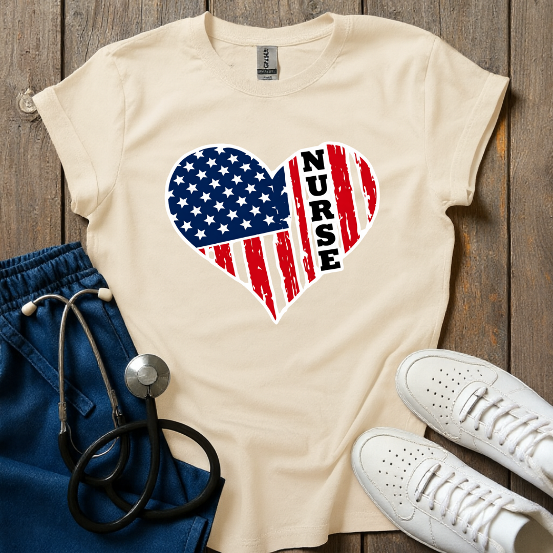 Heart Nurse Flag T-Shirt