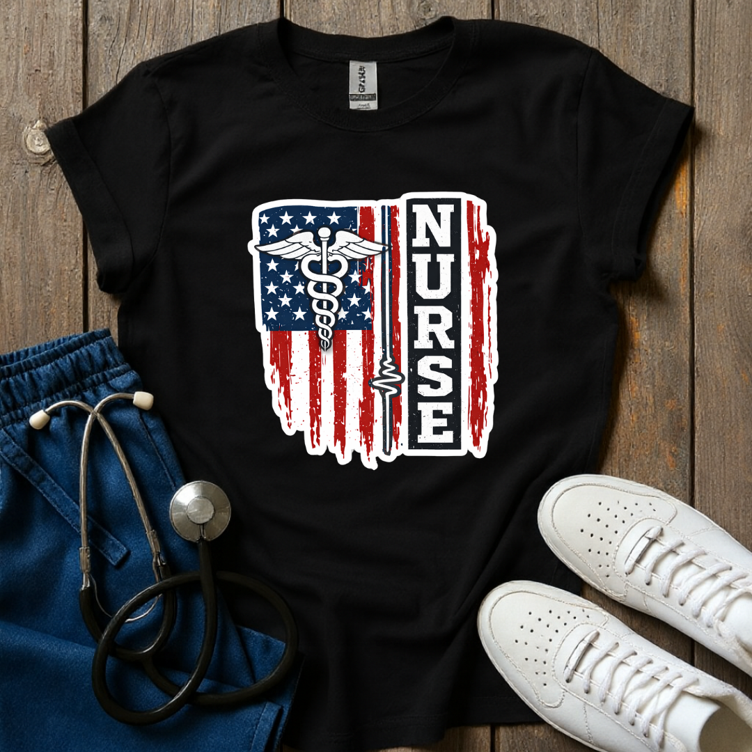 Nurse Freedom Flag T-Shirt