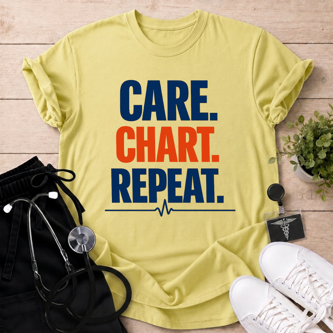 Care. Chart. Repeat. T-Shirt