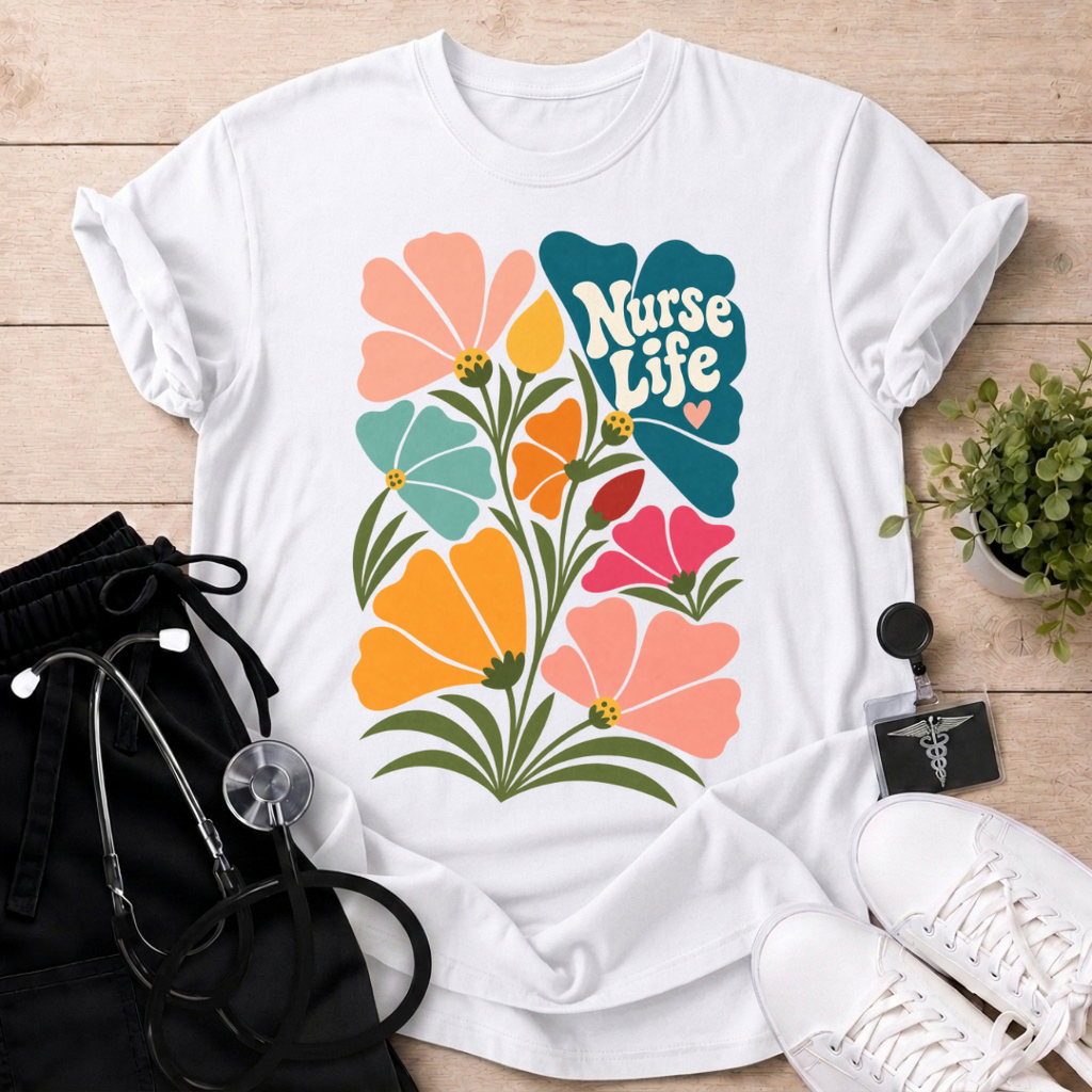 Nurse Life Floral T-Shirt