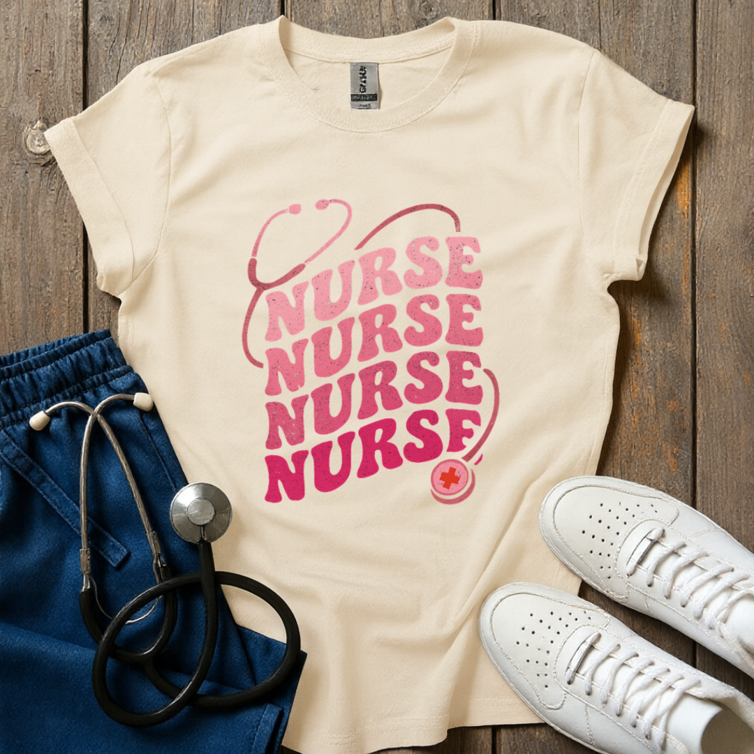 Pink Nurse Repeat T-Shirt