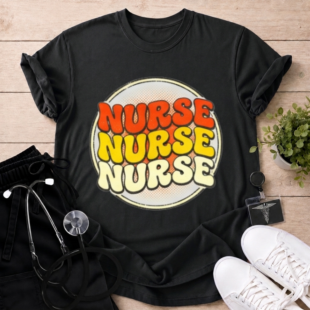 Nurse x3 Retro Bubble T-Shirt