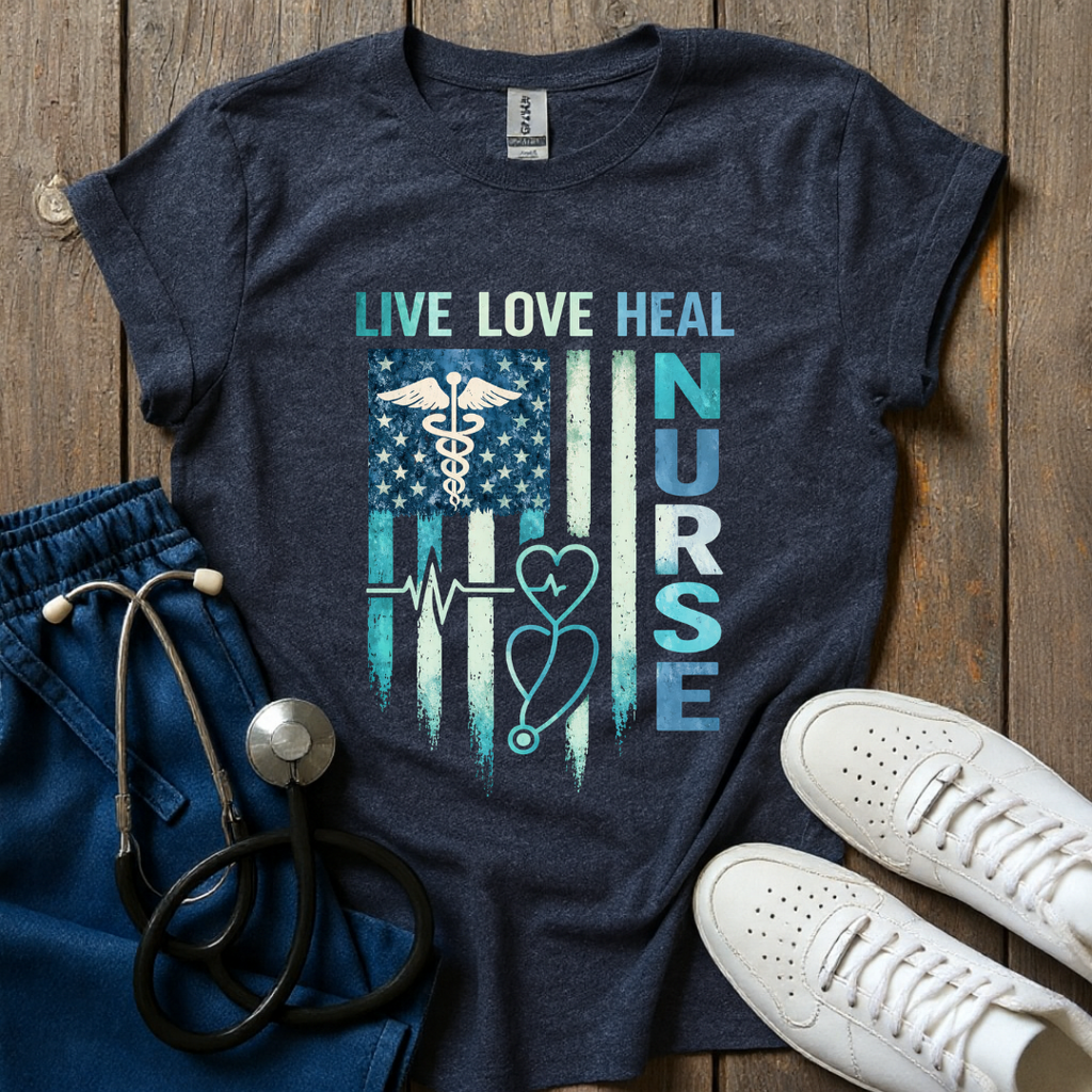 American Teal Nurse Graphic T-Shirt