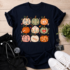 Cute Fall Pumpkin Grid T-Shirt