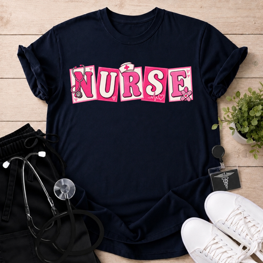 Pink Nurse Letter Cards T-Shirt