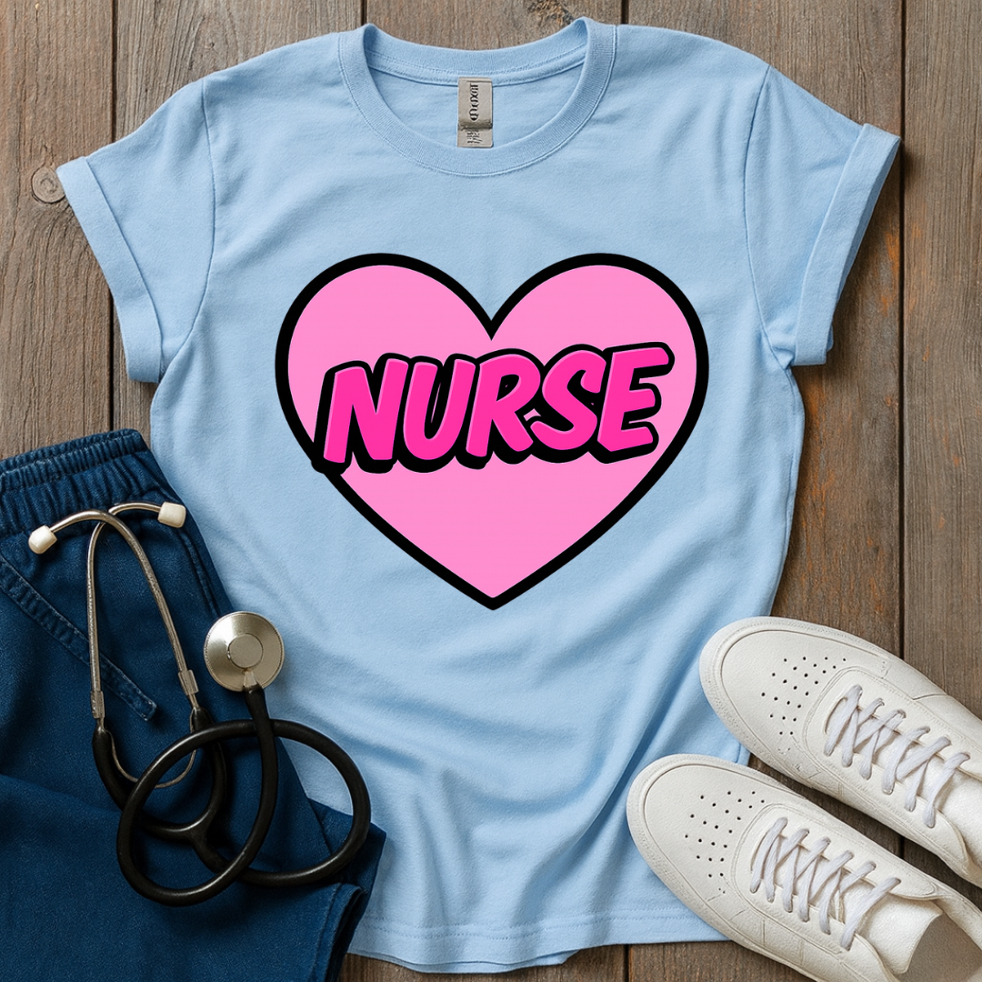 Pink Nurse Heart T-Shirt