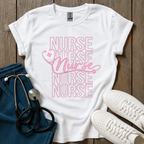 Pink Stacked Nurse T-Shirt