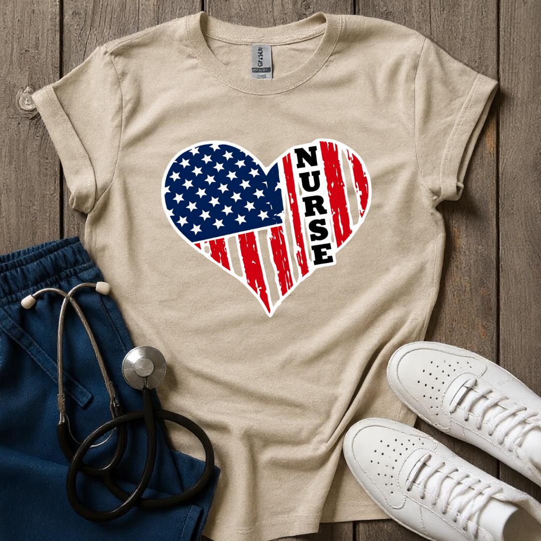 Heart Nurse Flag T-Shirt