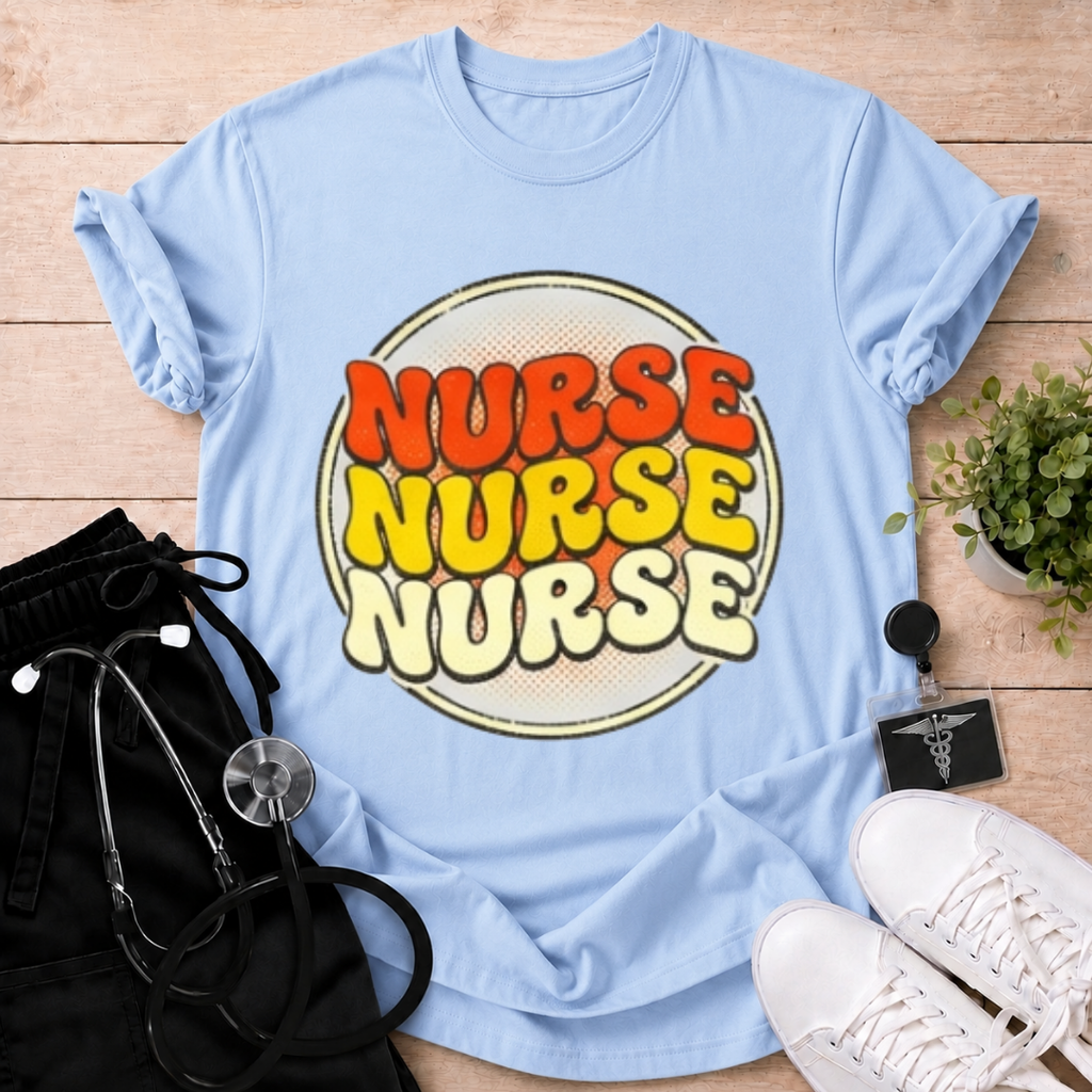 Nurse x3 Retro Bubble T-Shirt