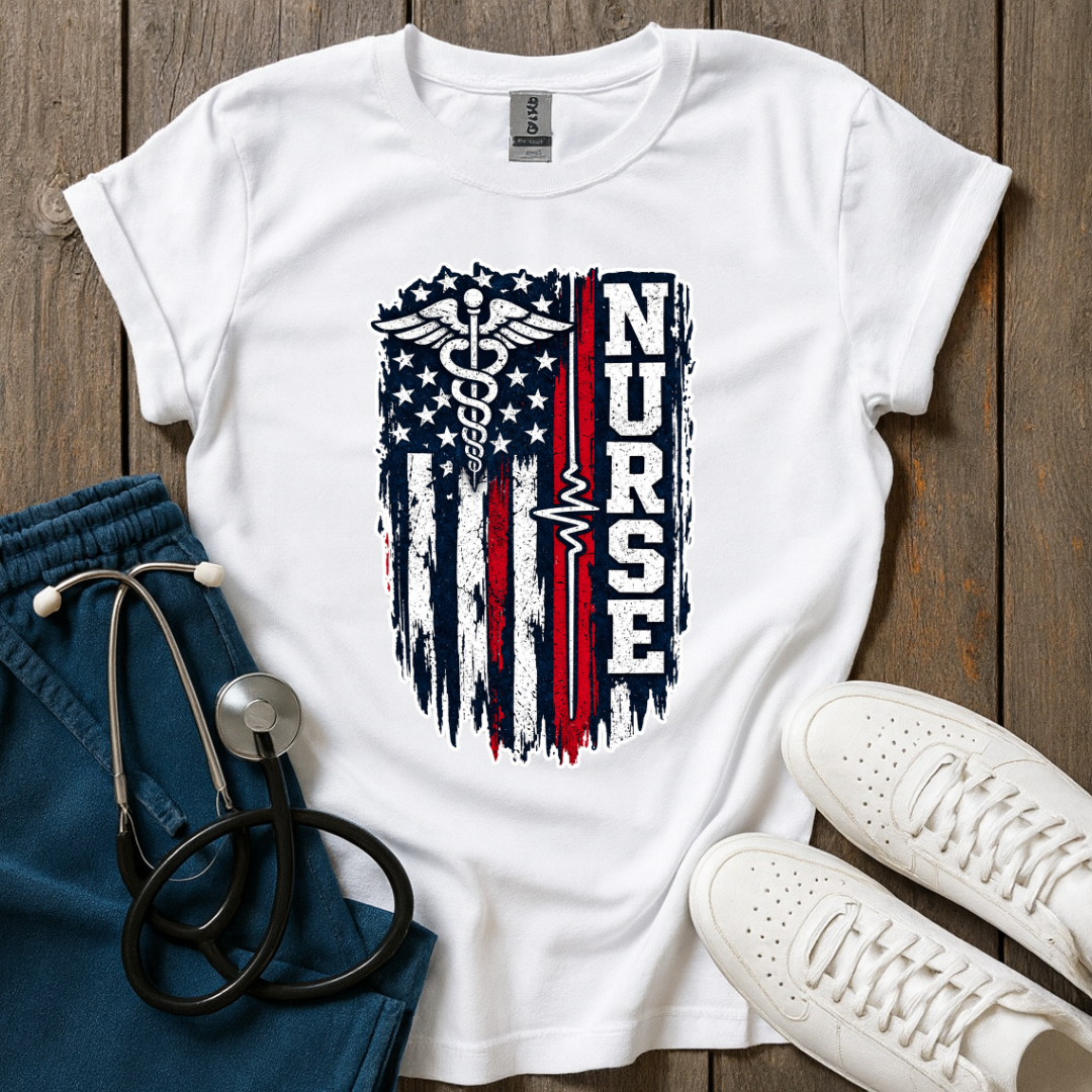 Vintage Nurse American Flag T-Shirt