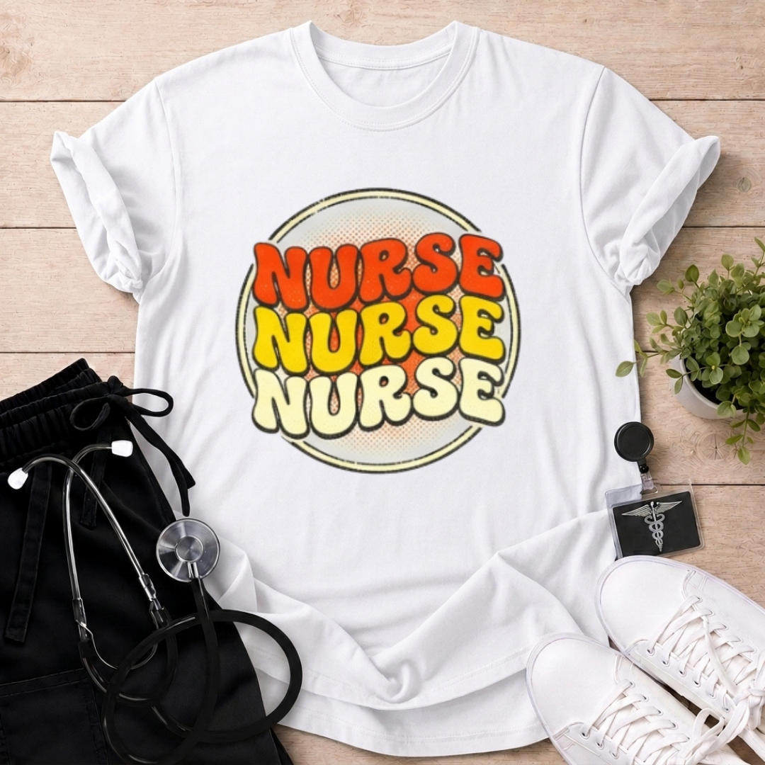 Nurse x3 Retro Bubble T-Shirt