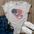 Patriotic Stethoscope Heart T-Shirt
