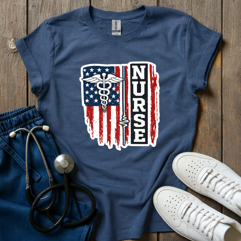 Nurse Freedom Flag T-Shirt