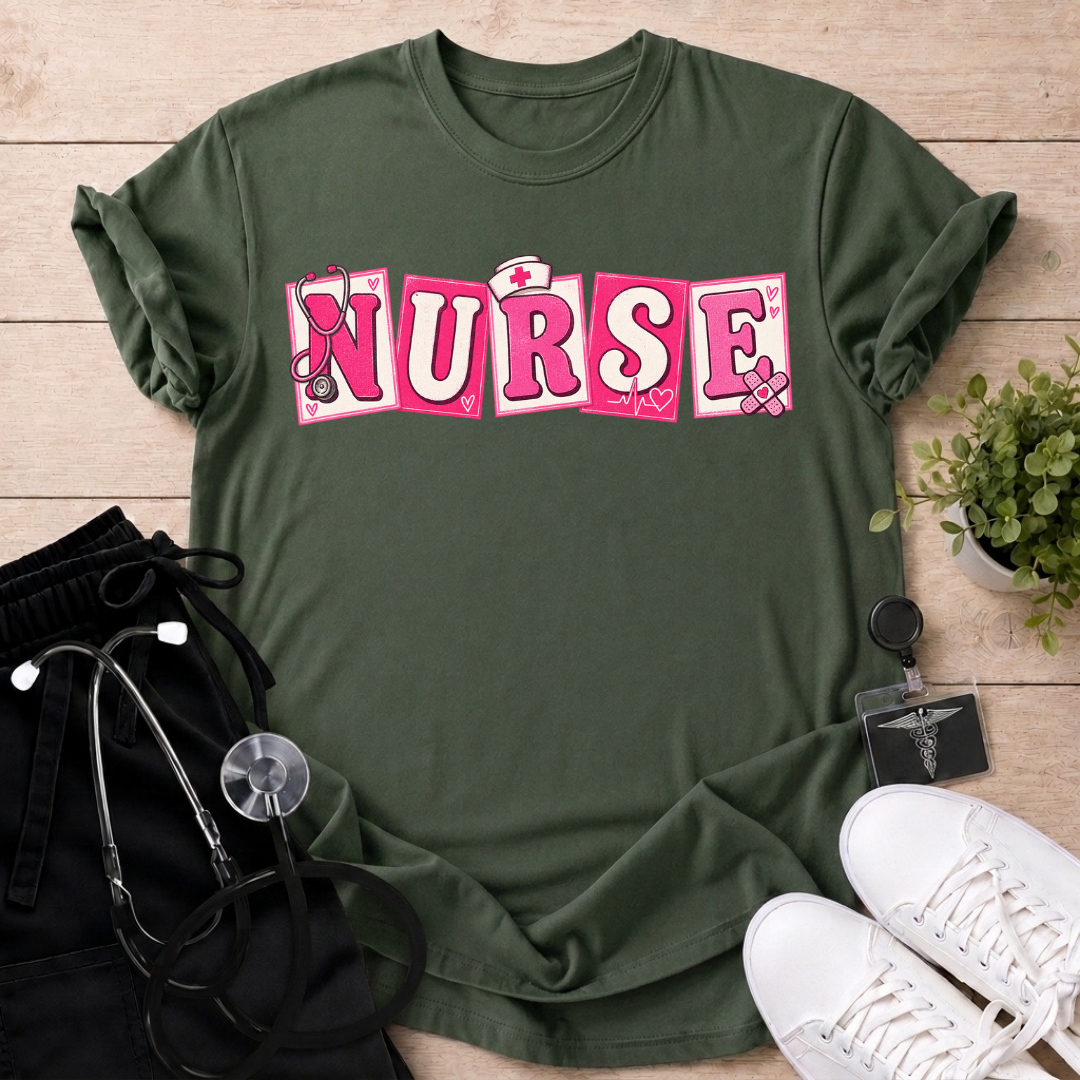 Pink Nurse Letter Cards T-Shirt