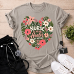 Nurse at Heart Floral T-Shirt