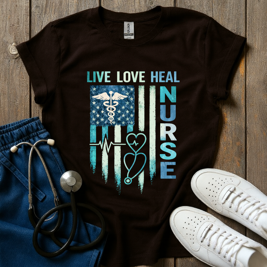 American Teal Nurse Graphic T-Shirt