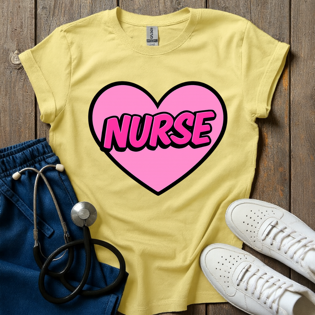 Pink Nurse Heart T-Shirt