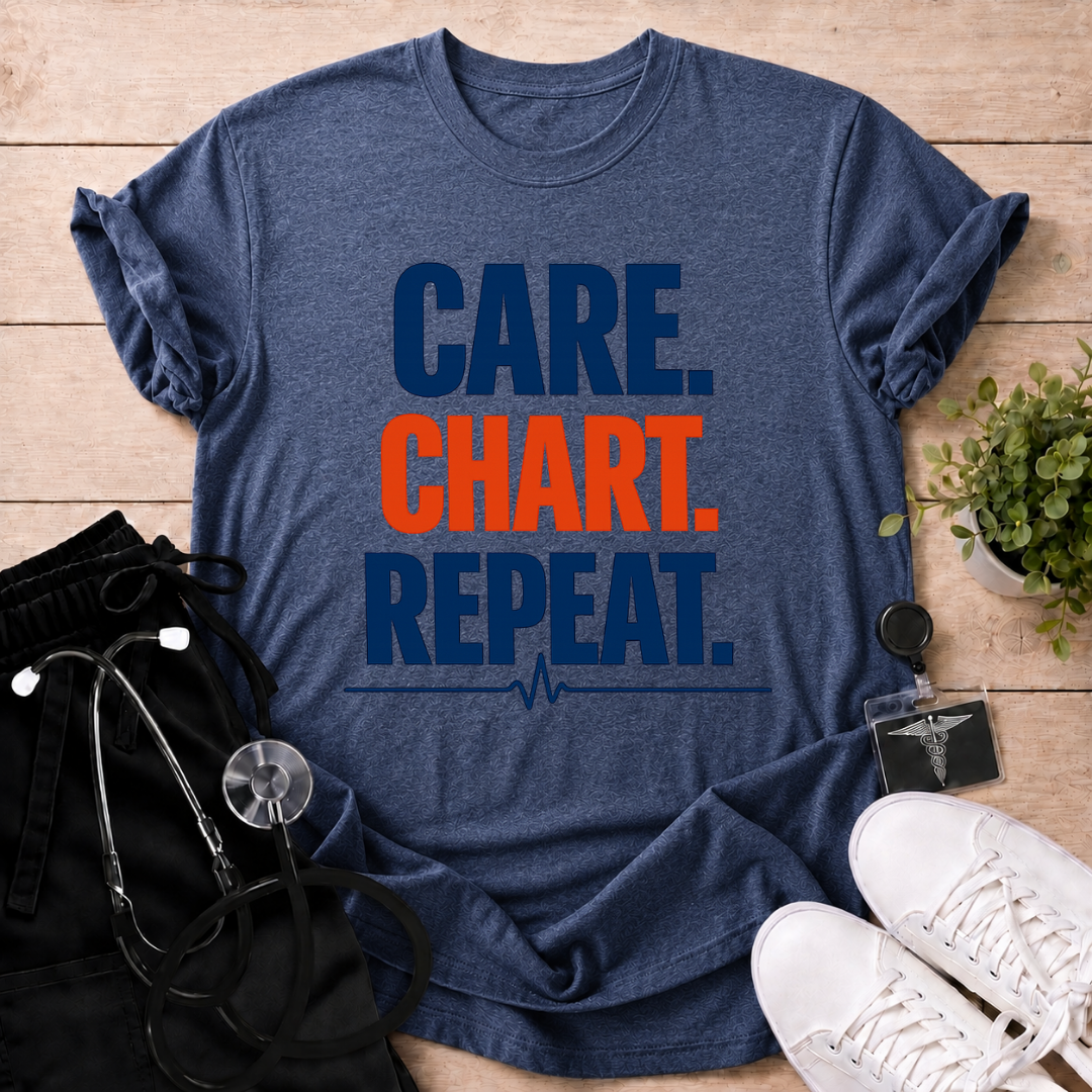 Care. Chart. Repeat. T-Shirt